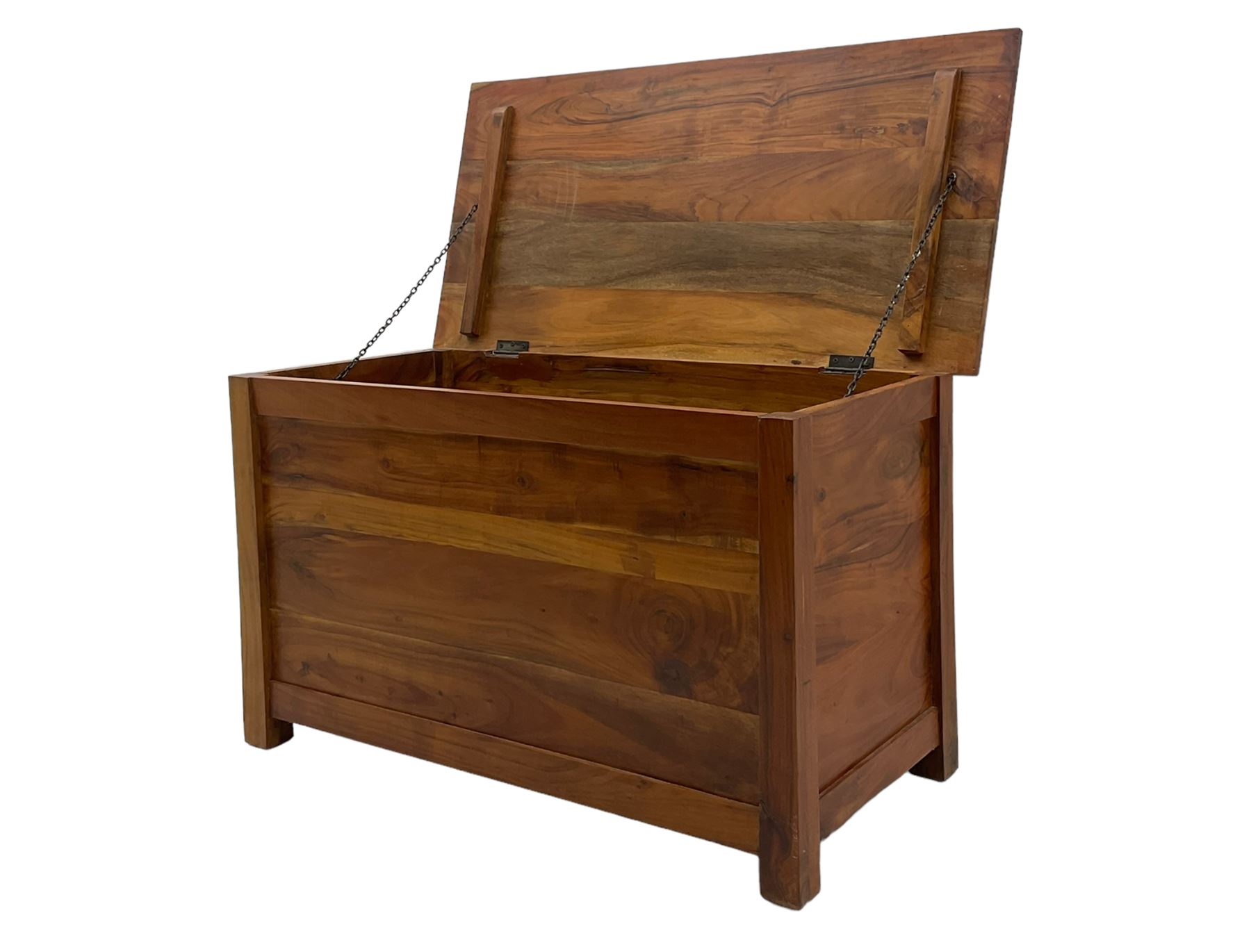 Hardwood blanket box, enclosed by hinged lid