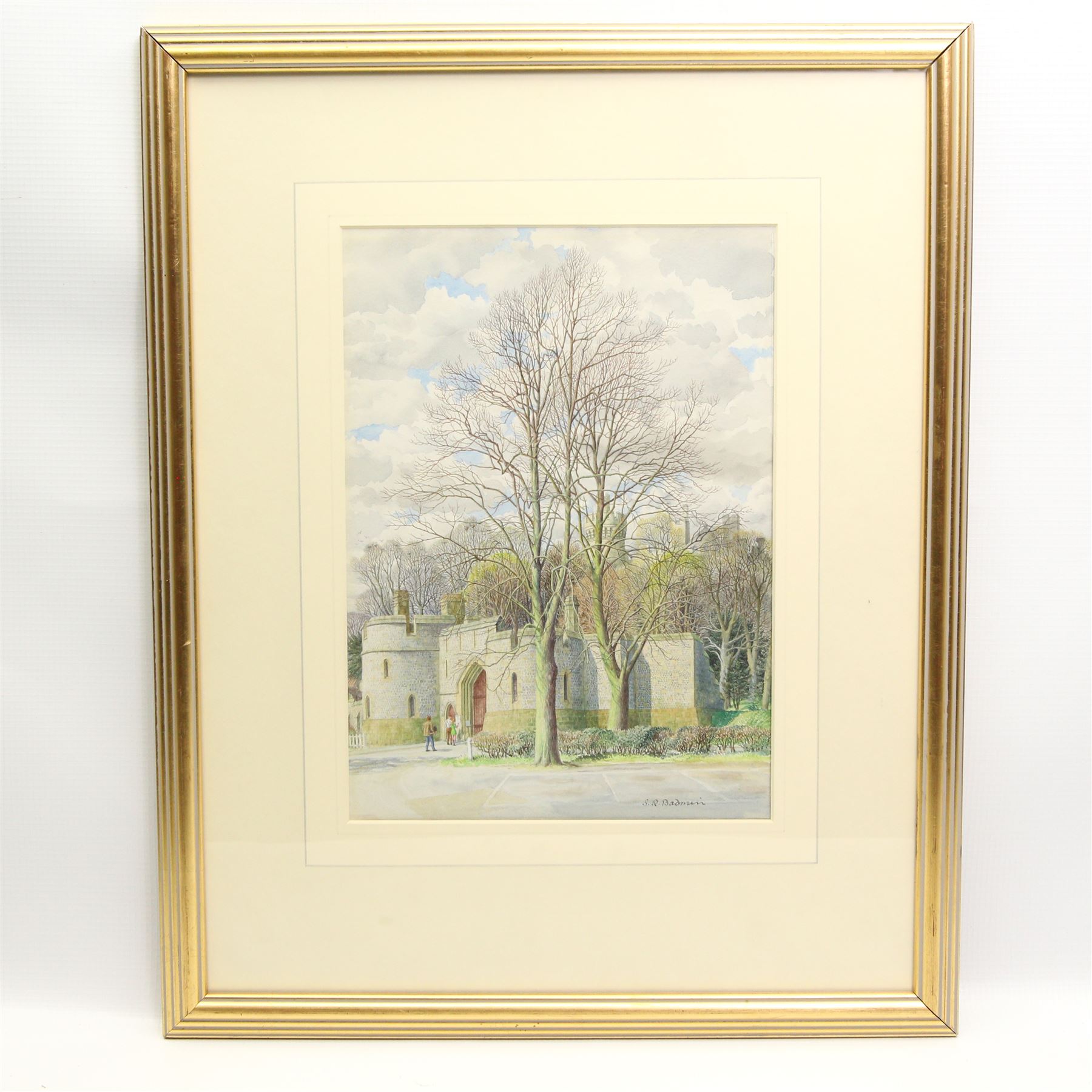 Stanley Roy Badmin RWS (British 1906-1989): 'Lime Trees at the Castle Gate - Arundel', watercolour signed, titled on Abbott & Holder gallery label verso 28cm x 20cm