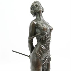 After Bruno Zach (Austrian 1891-1935) - 20th century bronze figure 'The Riding Crop' signature to base on marble socle H36cm