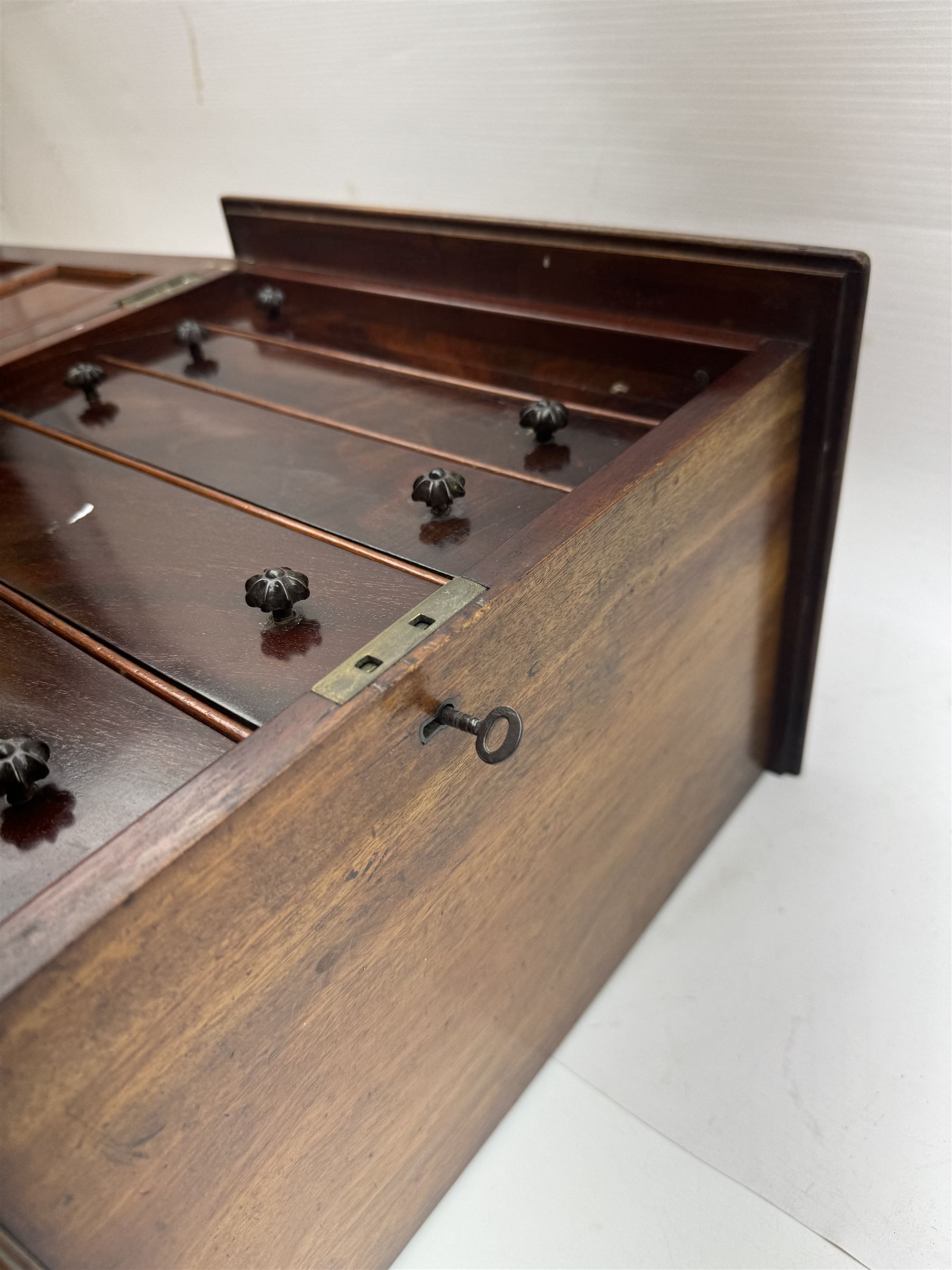 19th century mahogany table top cabinet, fitted with five drawers, H38cm