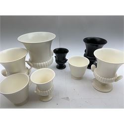 Wedgwood Jasperware large bowl,  vases, trinket dishes and boxes together with Wedgwood Barlaston urns and vases