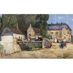 Frederick (Fred) Lawson (British 1888-1968): Chateau de 'Long' - France, watercolour signe...