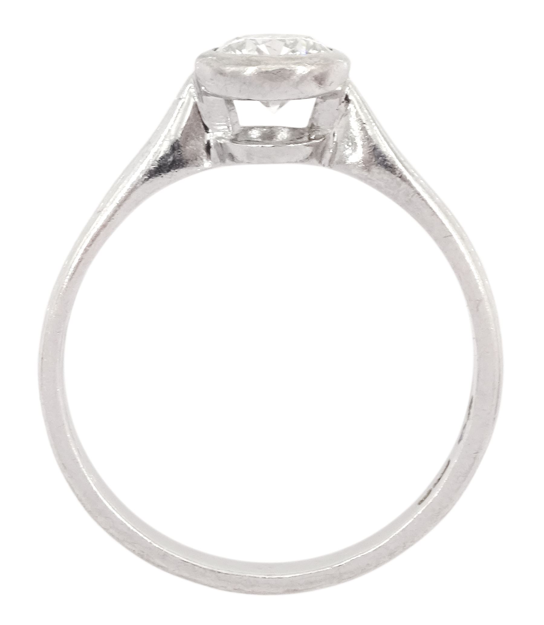 18ct gold bezel set single stone round brilliant cut diamond ring, Birmingham hallmark, diamond approx 0.65 carat