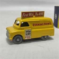 Lesney - three die-cast Matchbox series models comprising no.6 Quarry Truck in yellow, Moko Lesney no.28 Bedford S Compressor Truck in yellow, and no.42 Bedford CA Evening News Truck no.42; in original boxes (3) 