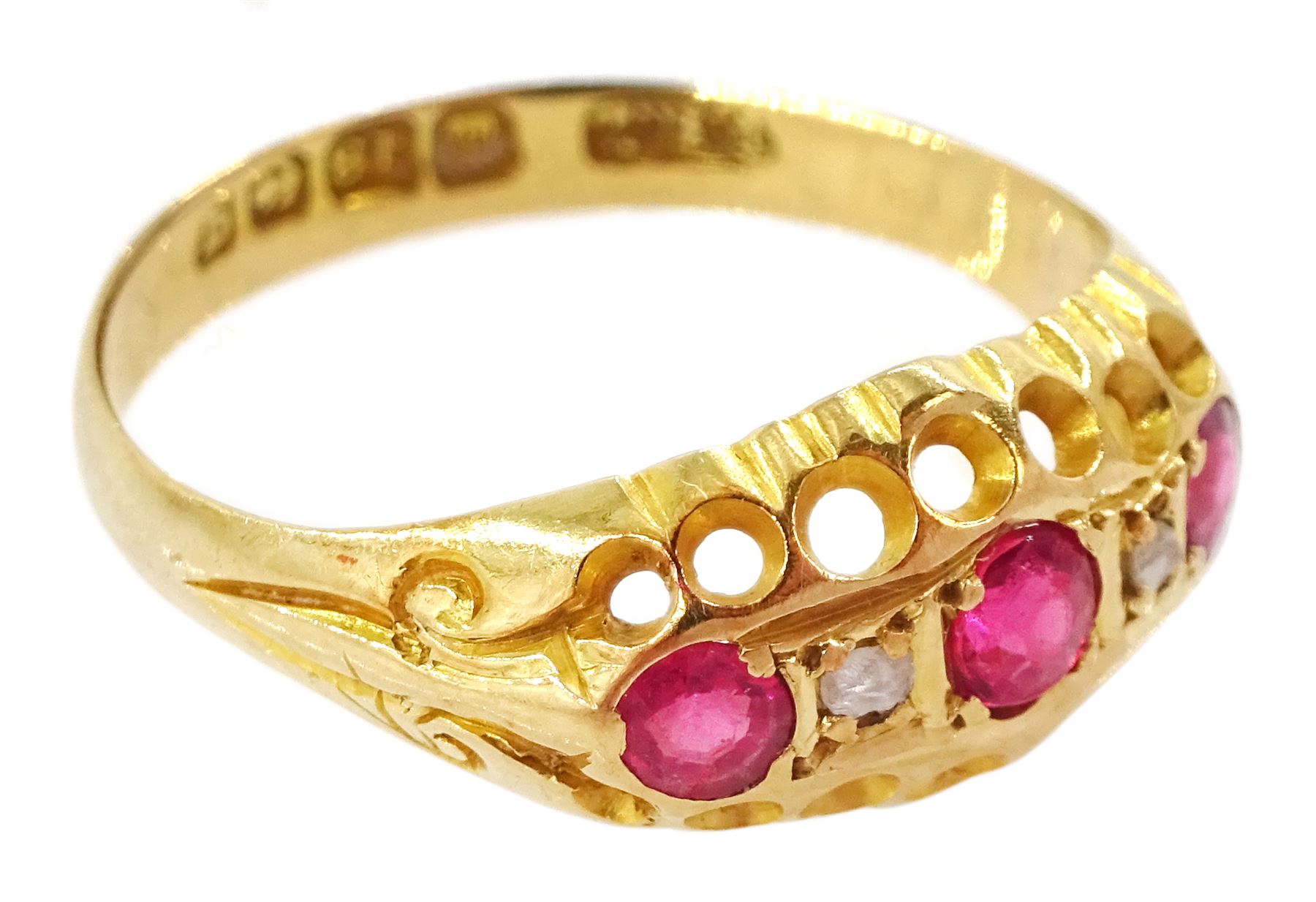 Early 20th century 18ct gold five paste and diamond ring, Birmingham 1915