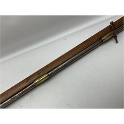 Brown Bess style 10-bore flintlock musket, the action marked with Crowned GR, 'Jordan' and dated 1758, the 104cm(41