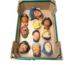 Ten Bossons Chalkware masks, all maritime themed, to include fishermen, pirates, etc 