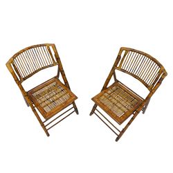 Mid-20th century bamboo framed folding chairs