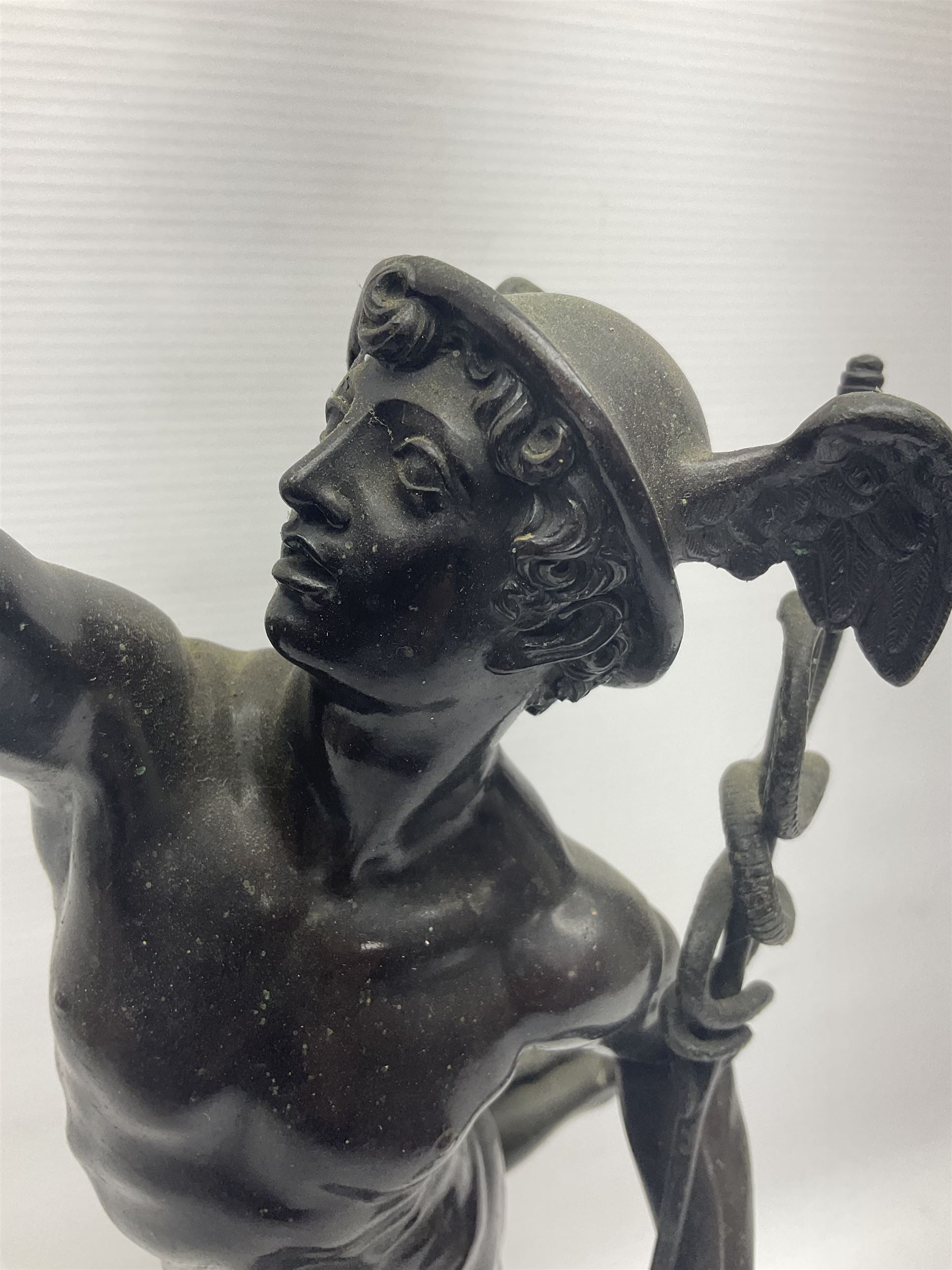 After Giambologna, bronzed figure of Hermes pointing to the sky, H55cm