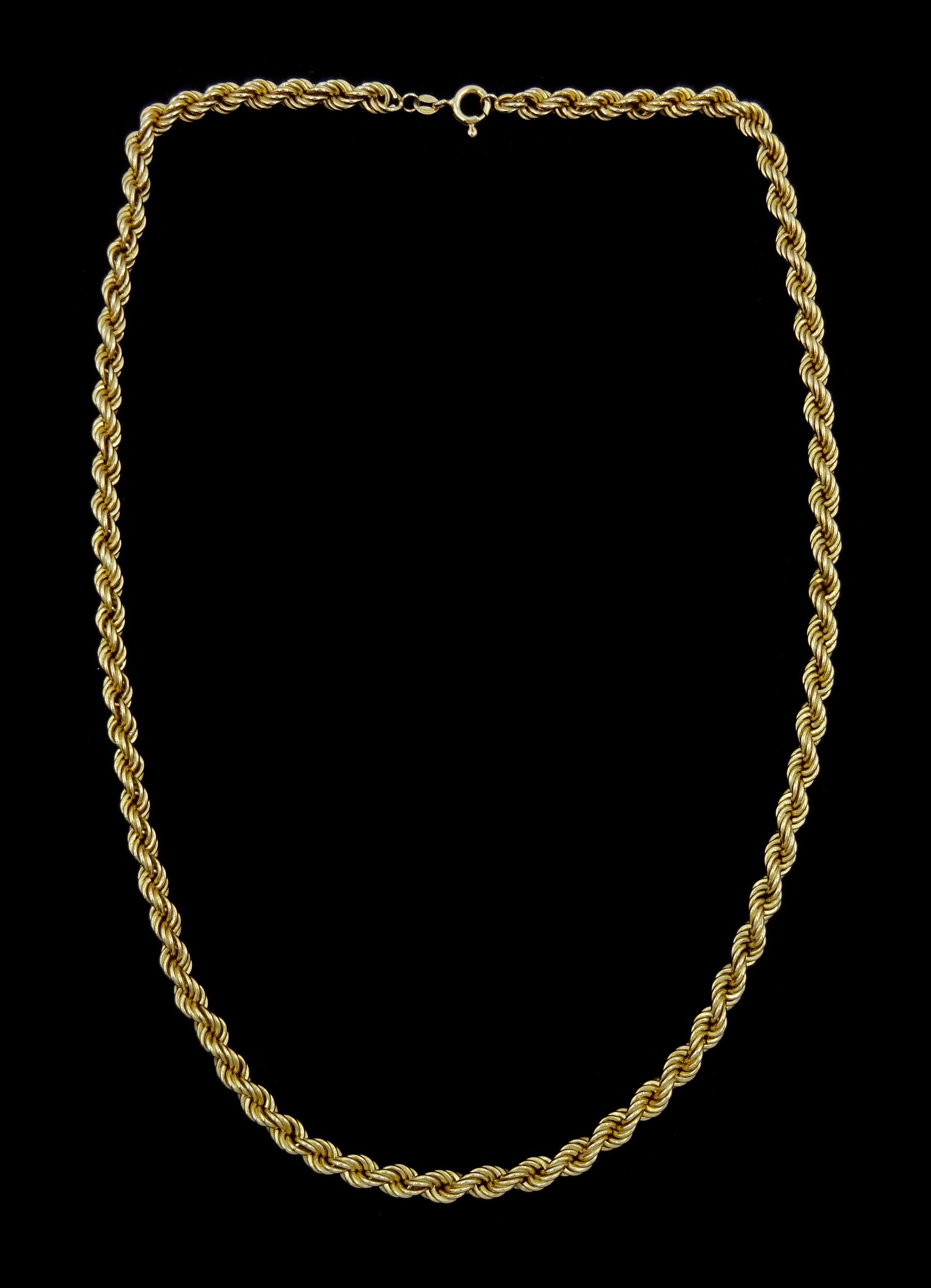 9ct gold rope twist chain necklace, hallmarked