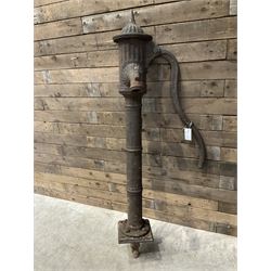 19th century cast iron water pump, lion crest with registration mark