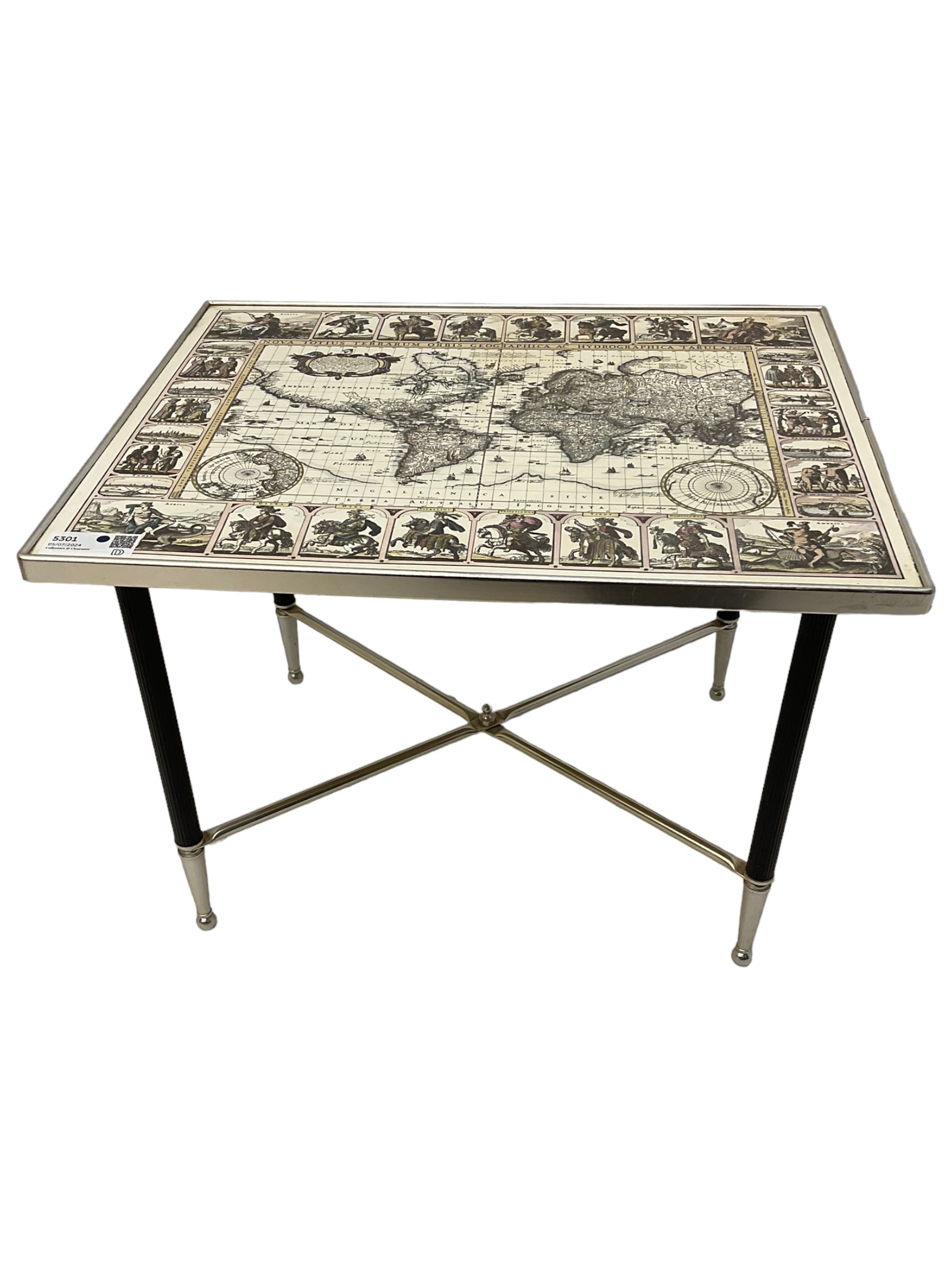 Coffee table with map print top