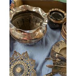 Collection of silver plated items, including jug, bon bon dish, flatware, etc 