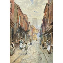 Frank Rousse (British fl.1897-1917): Low Petergate York, watercolour signed and dated '94, 35cm x 24cm