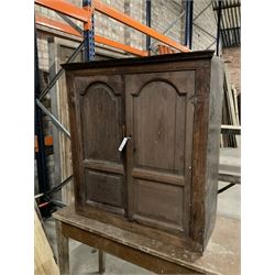 18th century oak cupboard, enclosed by two fielded panelled doors, the interior fitted with two shelves  - THIS LOT IS TO BE COLLECTED BY APPOINTMENT FROM THE OLD BUFFER DEPOT, MELBOURNE PLACE, SOWERBY, THIRSK, YO7 1QY