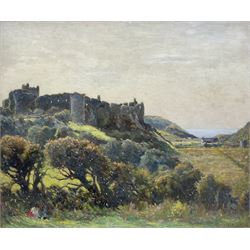 William Augustus Rixon (British 1880-1936): 'Manorbier Castle - Tenby' Wales, oil on board...