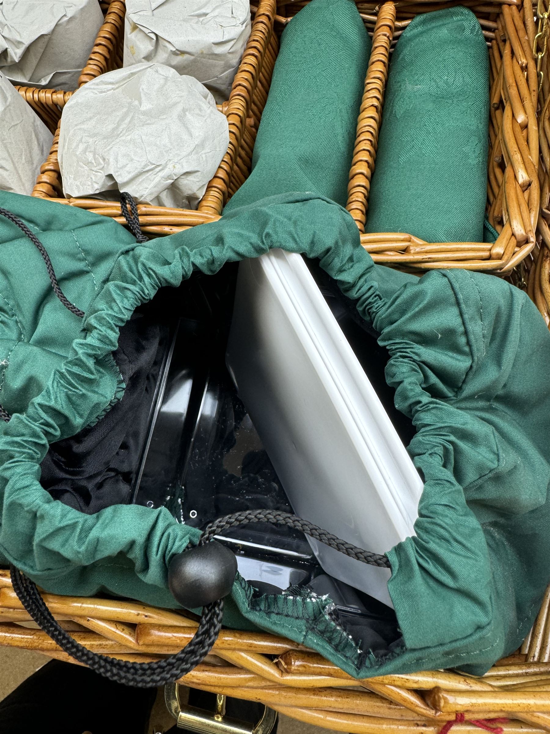 Fortnum and Mason picnic hamper for four, including plates, cutlery, flask etc 