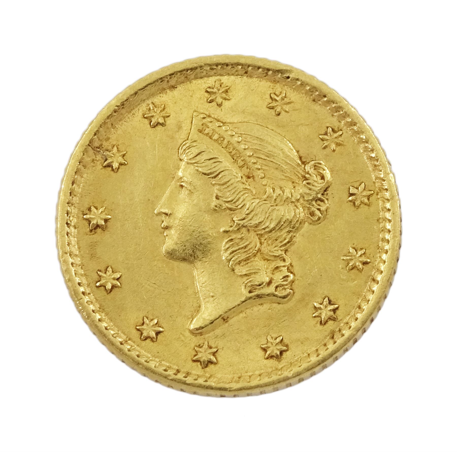 United States of America 1854 gold one dollar coin - Coins, Banknotes ...