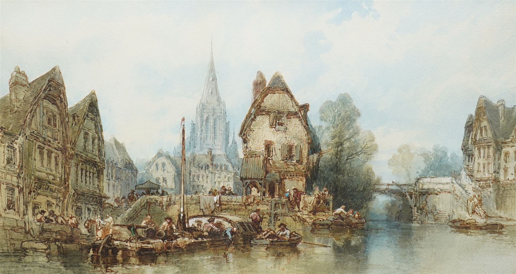 Paul Marny (French/British 1829-1914): Nanteuil - France, watercolour unsigned 28cm x 51cm