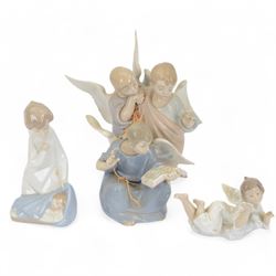 Three Lladro figures, comprising Guardian Angel with baby no 4635, Making a Wish no 5725 a...