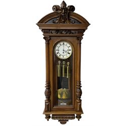 German- Late 19th century 8-day walnut cased Vienna regulator wall clock c1870,  with a br...