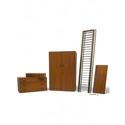 Ladderax - mid-20th century teak wall unit system, various shelves, wardrobe unit, single drawer unit, three drawer unit