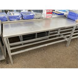 Aluminium framed preparation table with stainless steel top, barred under-tier - THIS LOT IS TO BE COLLECTED BY APPOINTMENT FROM DUGGLEBY STORAGE, GREAT HILL, EASTFIELD, SCARBOROUGH, YO11 3TX