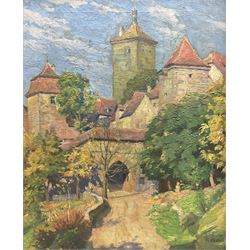 Continental School (19th Century): Rothenburg, oil on canvas indistinctly signed 53cm x 43cm 