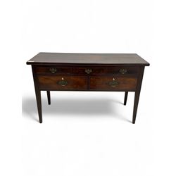 19th century mahogany side table, rectangular top over five drawers, on square tapering supports 