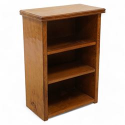 Mouseman - small adzed oak bookcase, moulded rectangular top over two adjustable shelves, ...