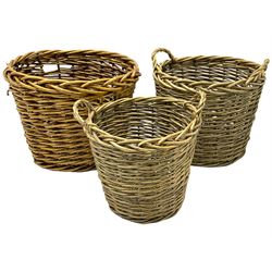 Three graduating wicker baskets (the largest - D55cm, H40cm)