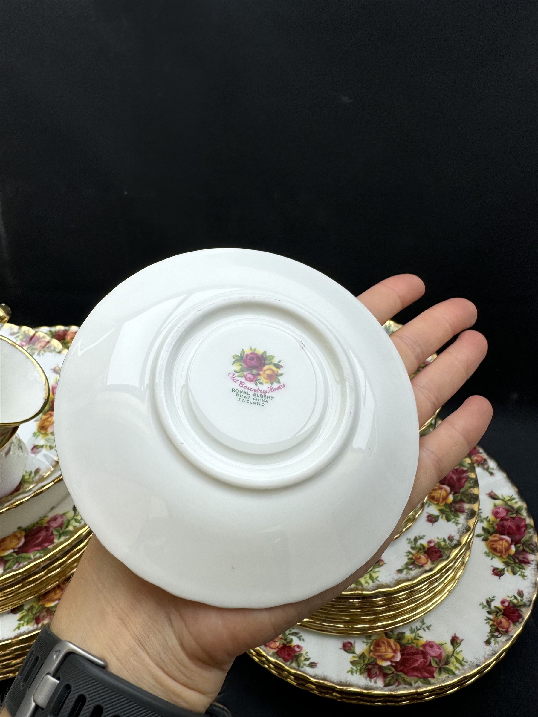 Royal Albert Old Country Roses pattern  coffee set and dinner service, including teapot, coffee pot, milk jug, ten dinner plates etc  