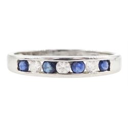 9ct white gold sapphire and cubic zirconia half eternity ring, hallmarked