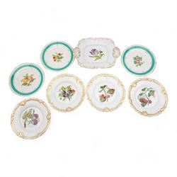 Set of four mid 19th century porcelain dessert plates, possibly Worcester, each hand paint...