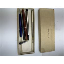 Collection of pens, including four fountain pens, two ballpoint pens, other pens and writing instruments