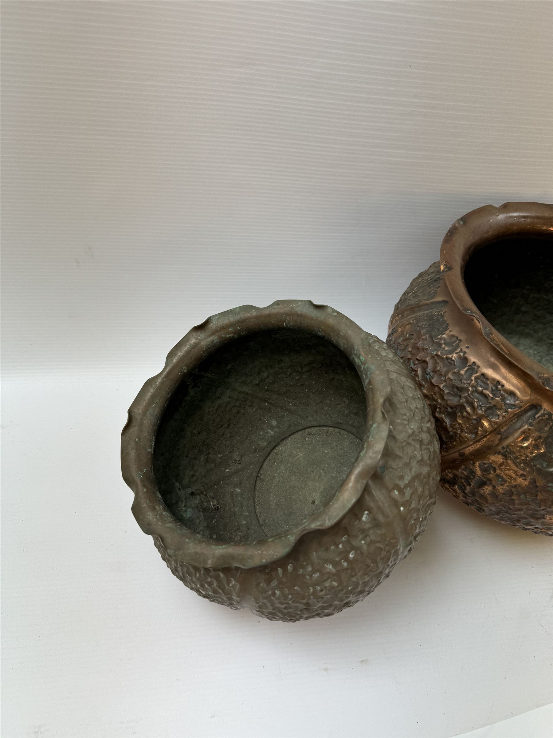 Two Benham and Froud copper planters, with fluted rim, largest H20cm