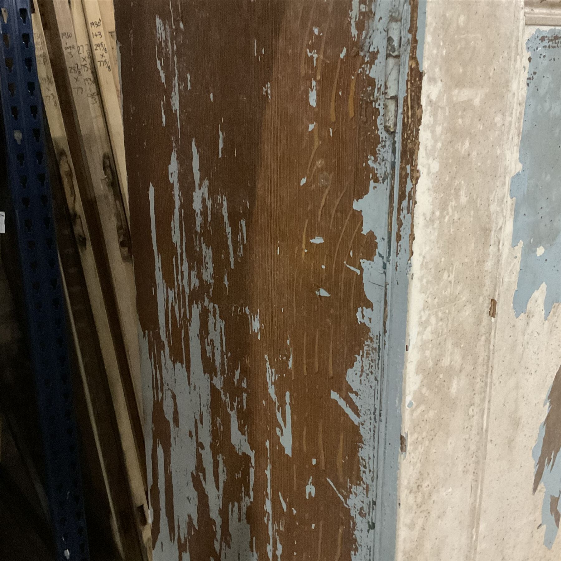 Victorian scumbled and painted pine cupboard, projecting cornice over two panelled doors with moulded slips, fitted with two shelves - THIS LOT IS TO BE COLLECTED BY APPOINTMENT FROM THE OLD BUFFER DEPOT, MELBOURNE PLACE, SOWERBY, THIRSK, YO7 1QY