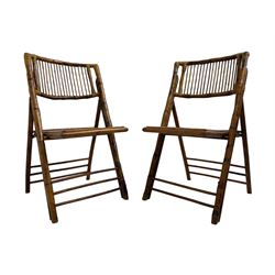 Mid-20th century bamboo framed folding chairs