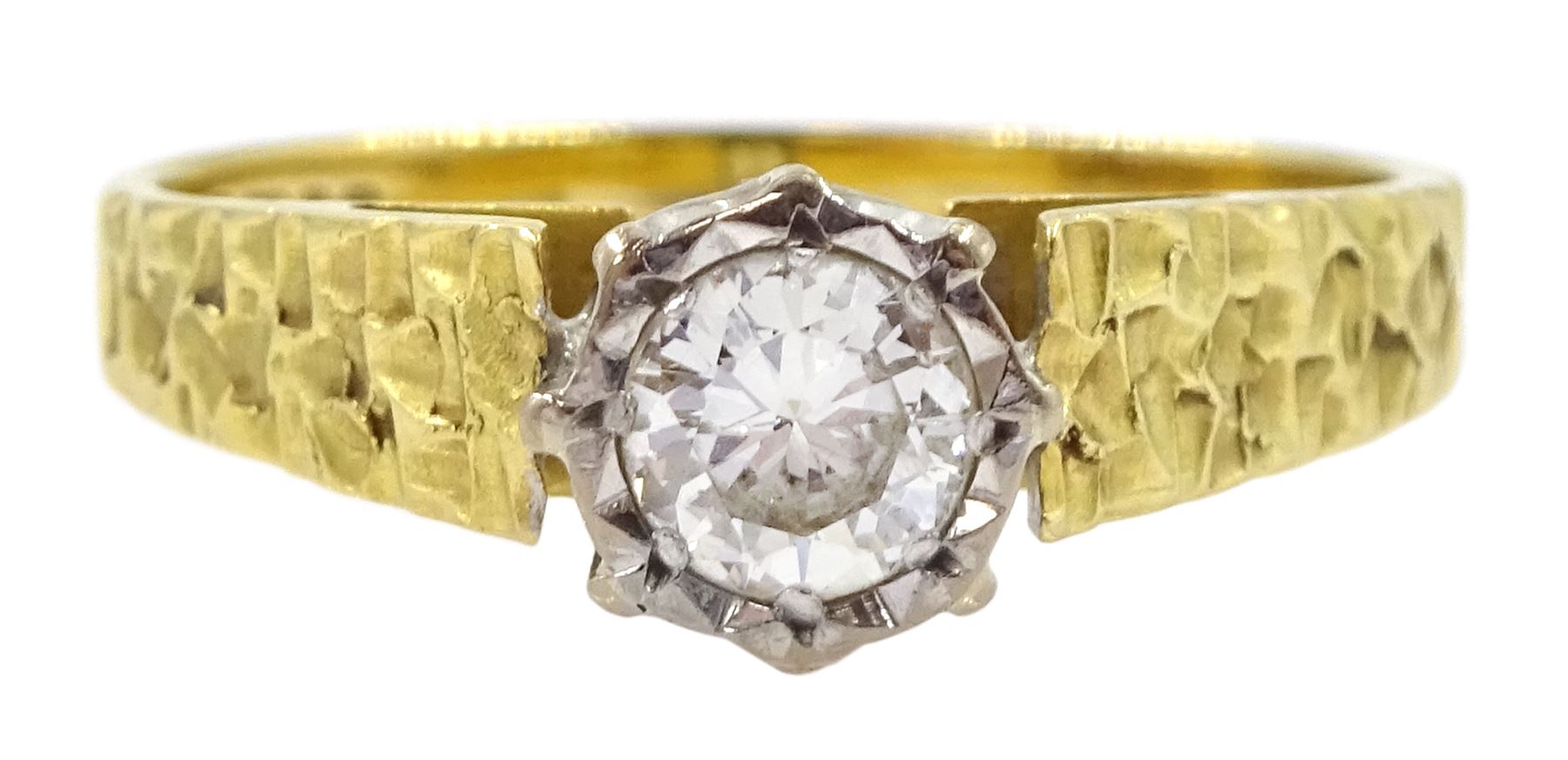 18ct gold single stone round brilliant cut diamond ring, Birmingham 1977, diamond approx 0.30 carat