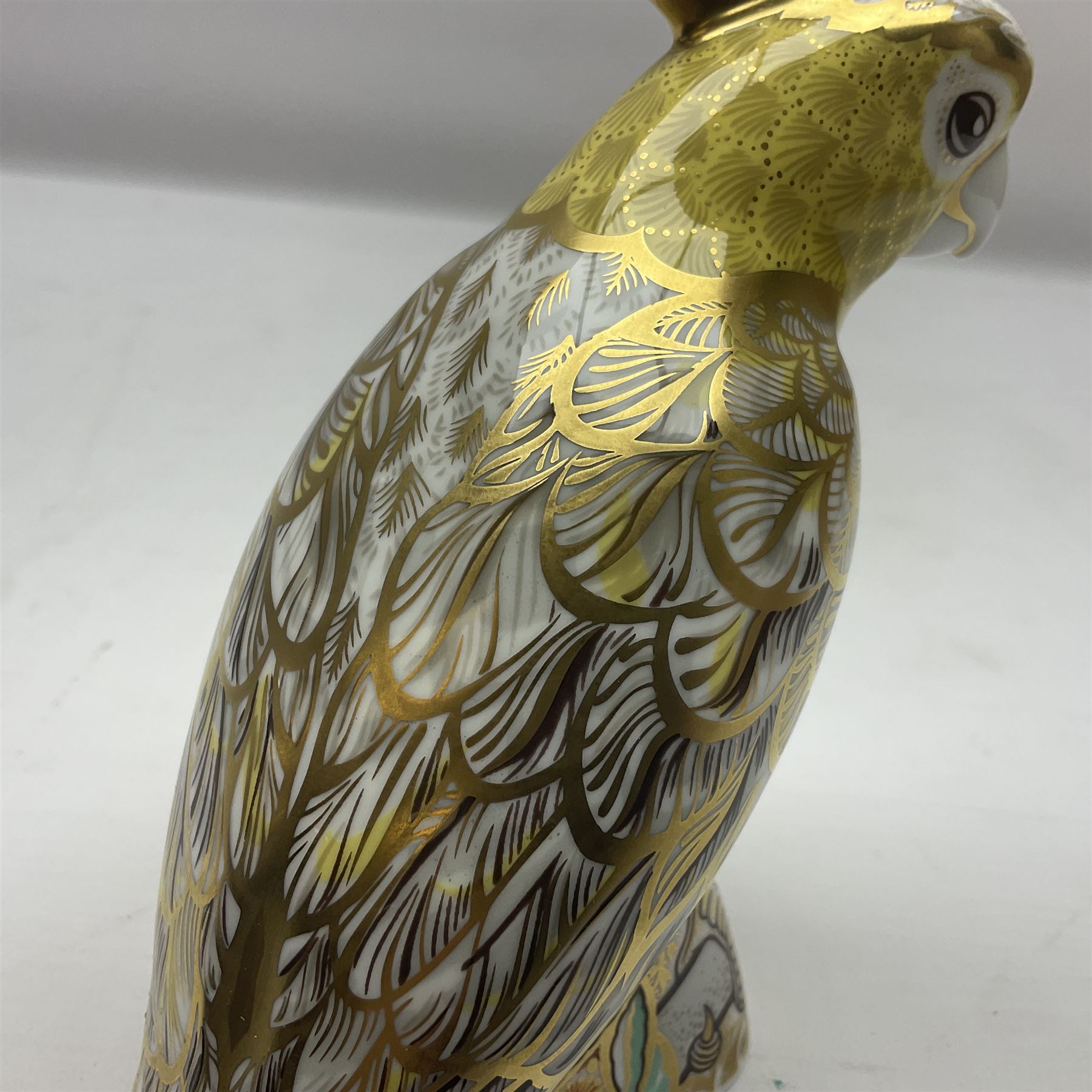 Royal Crown Derby Citron Cockatoo, with gold stopper, H13cm 