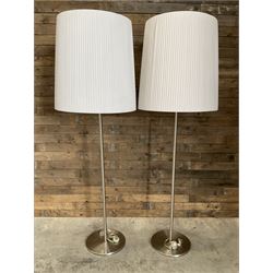 4 x  large satin metal four bulb floor lamp with pleated shade