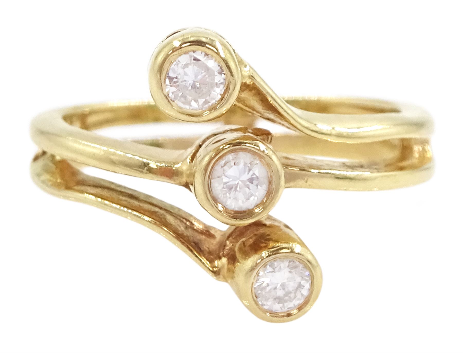 14ct gold three stone round brilliant cut diamond ring, stamped, total diamond weight approx 0.25 carat