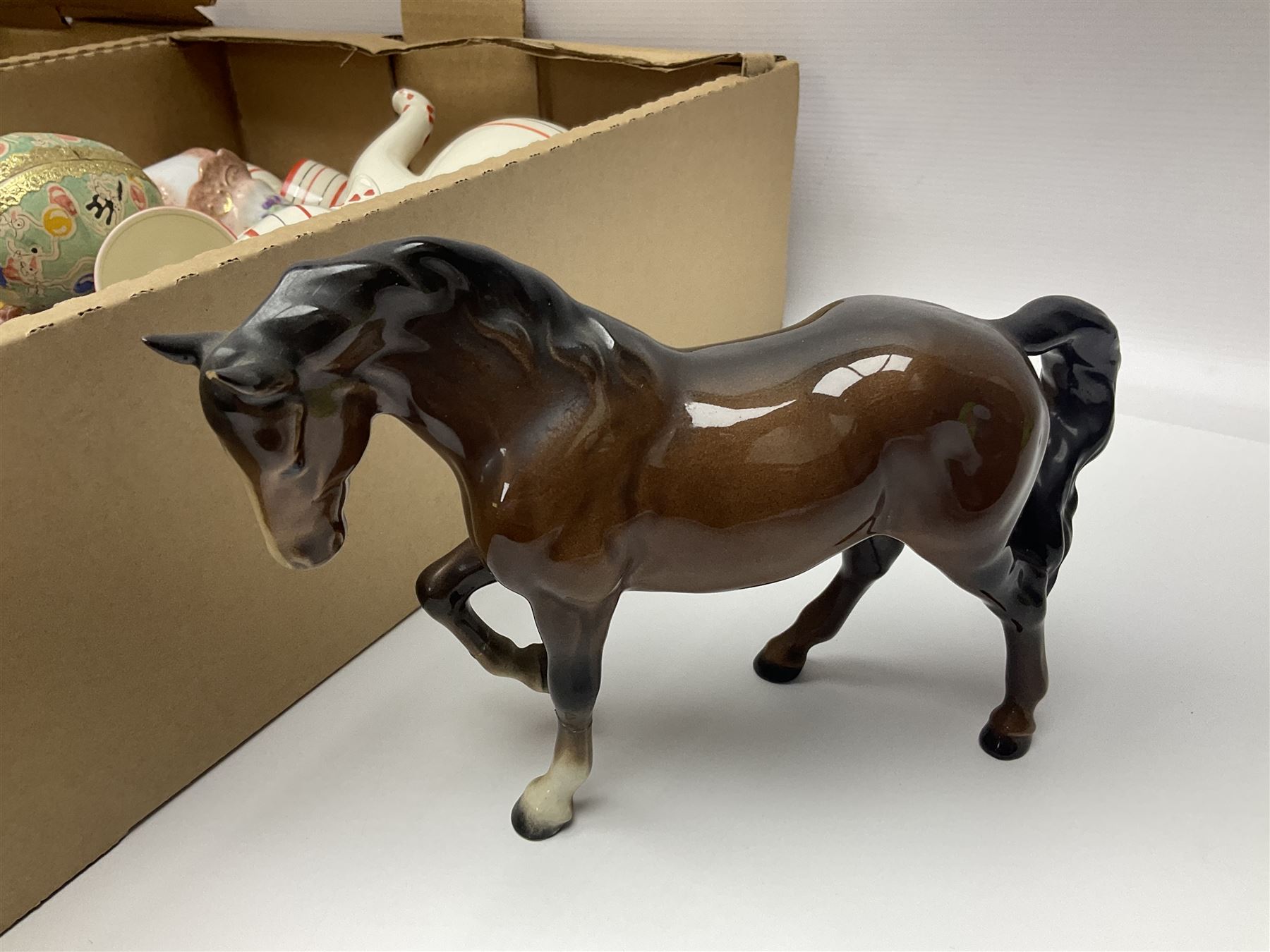 Beswick bay horse together with other ceramic figures, tea services and other collectables in five boxes 