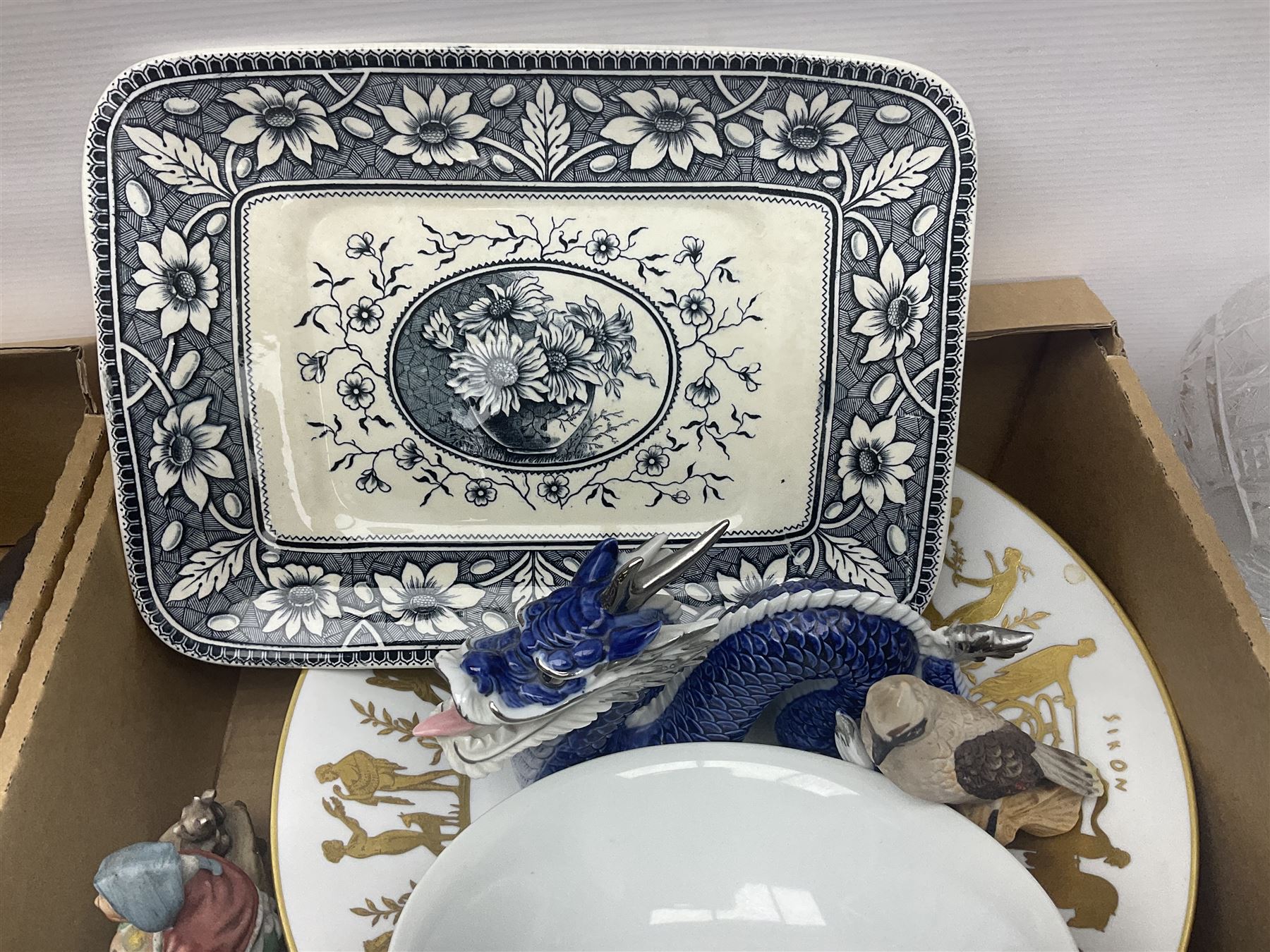 Minton Vanessa footed bowl, together with two Coalport figures, various collectors plates etc 