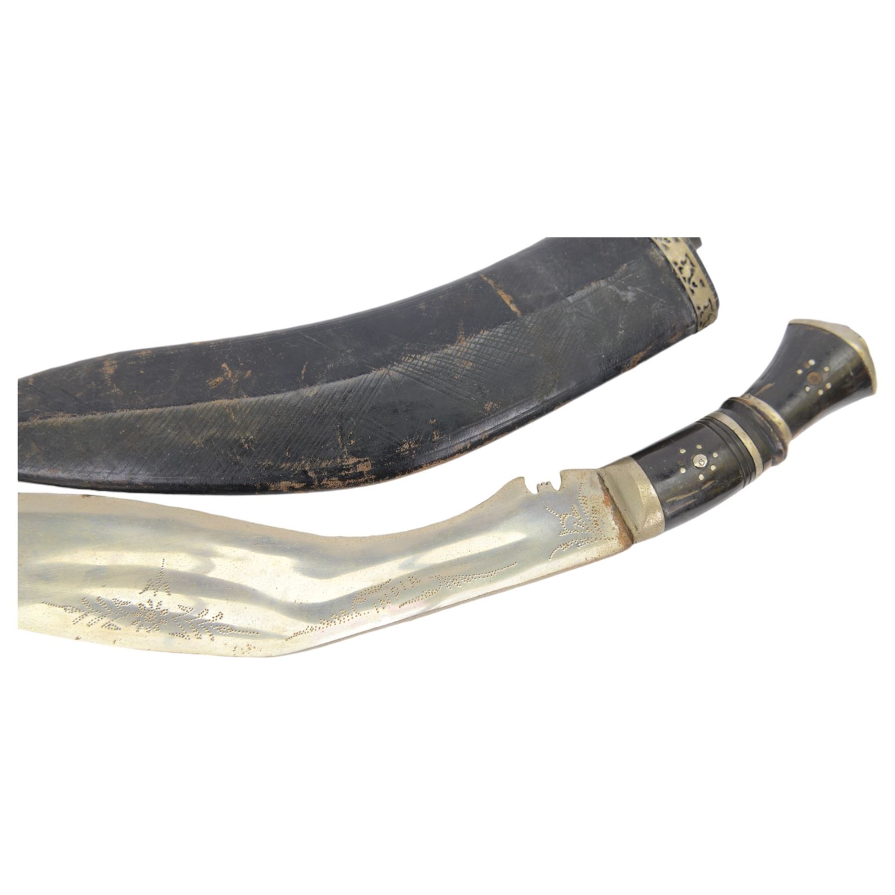 Gurkha Kukri knife, together with two indian knives 