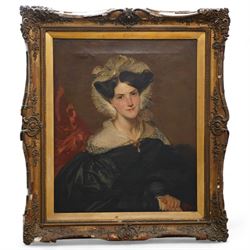 Wyatt Pratt (British Early 19th century): 'Portrait of Marie Benson née Scott' Wearing a B...