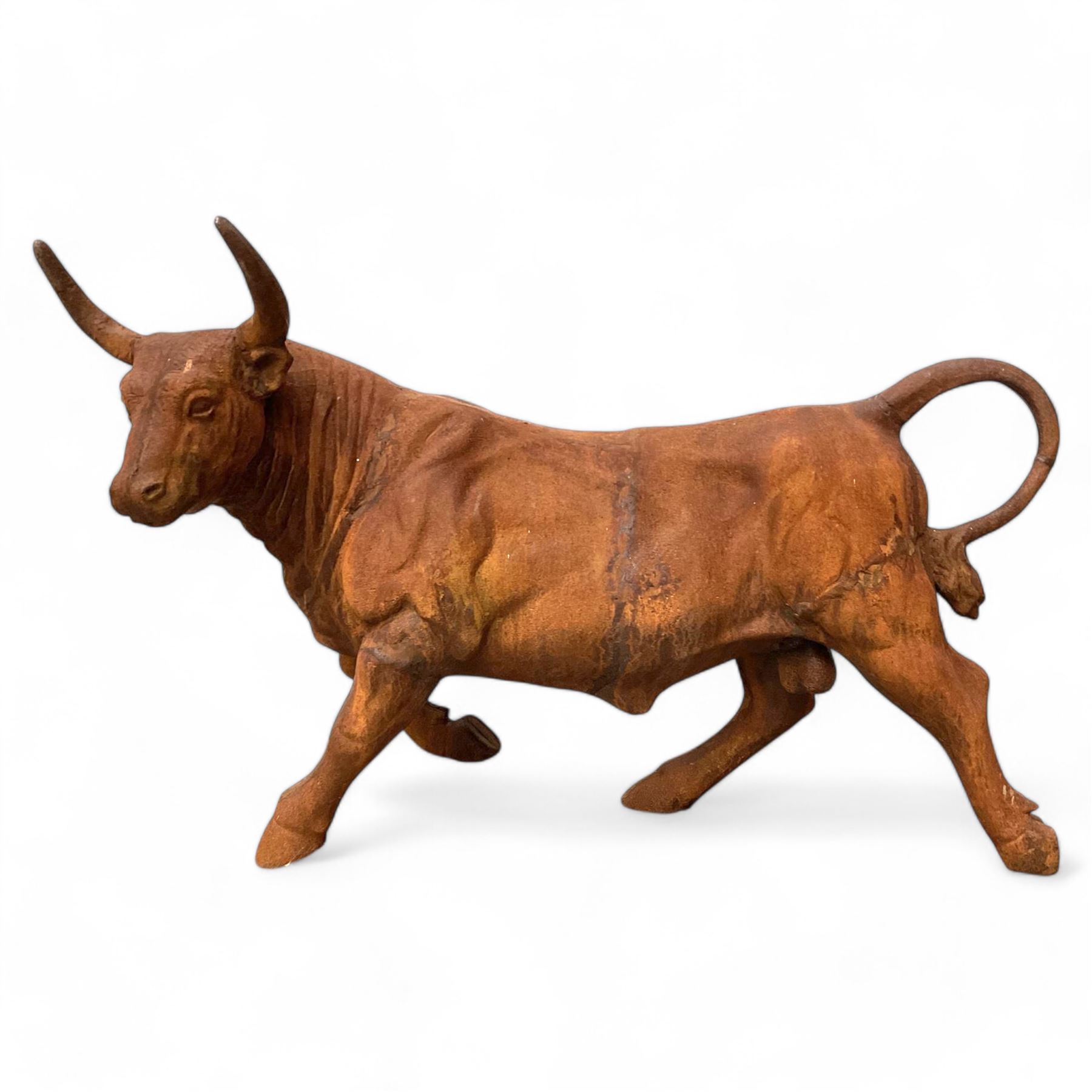 Large heavy cast iron figure of a standing bull