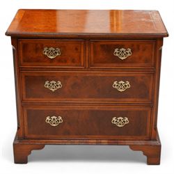 Georgian design walnut chest, moulded rectangular top with cross band over two short and t...