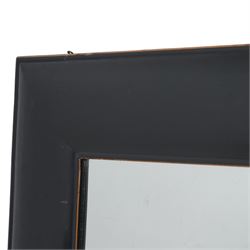 Large rectangular wall mirror in black lacquered moulded frame 