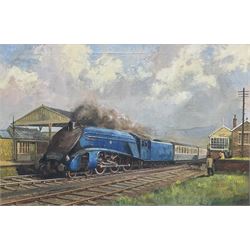 Don Micklethwaite (British 1936-): LNER Bittern at Seamer Station, oil on canvas signed 50cm x 75cm 